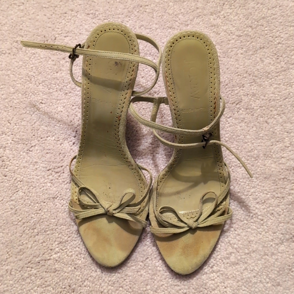 JCrew Suede Chartreuse Leather Heels 7.5